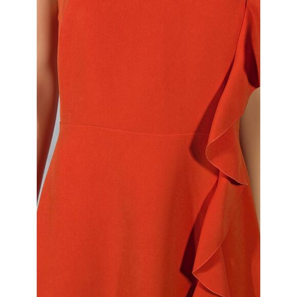 Rachel Zoe Shift Ruffle Shift Dress Size 10 Orange Sleeveless Wear up or down - Picture 3 of 9